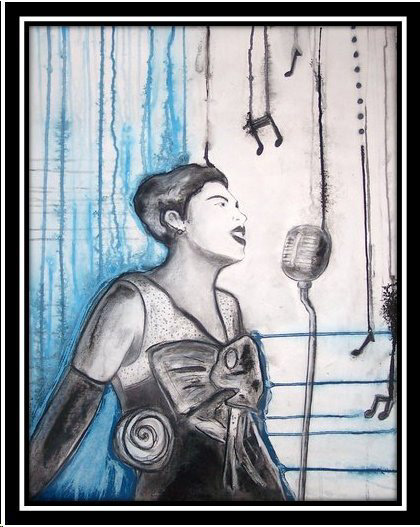 "Billie Holiday" Acrylic, Ink, Pastel on Paper, 22x28" (Sold)