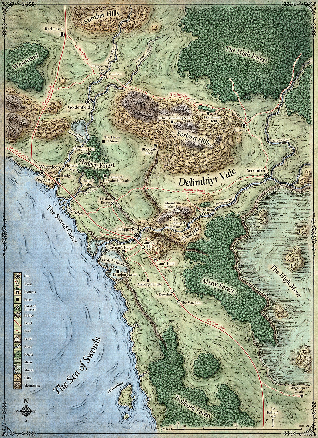 Map Of Neverwinter Region Mike Schley's Portfolio - World & Regional Maps