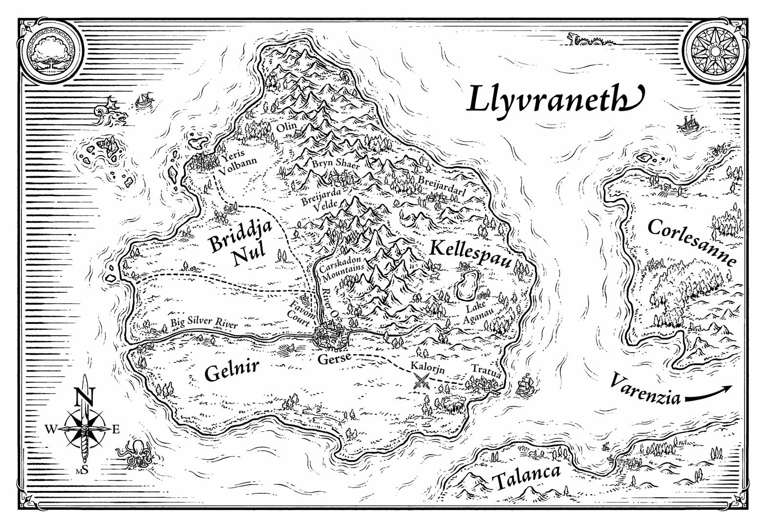 Map of Llyvraneth