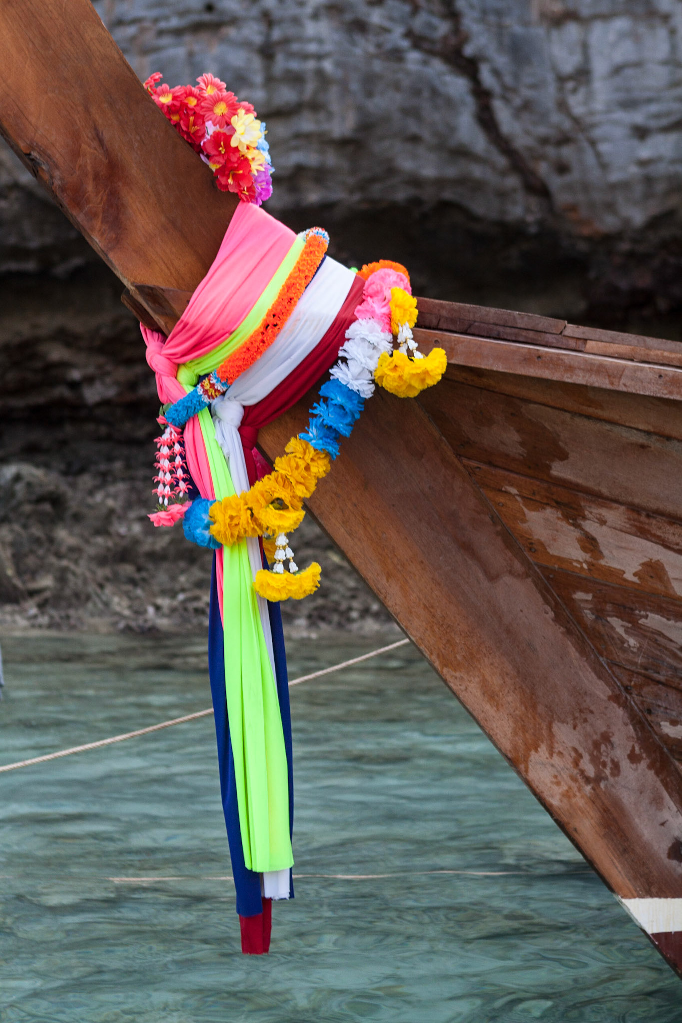 Long tail boat at Maya Bay, Koh Phi Phi, Thailand
