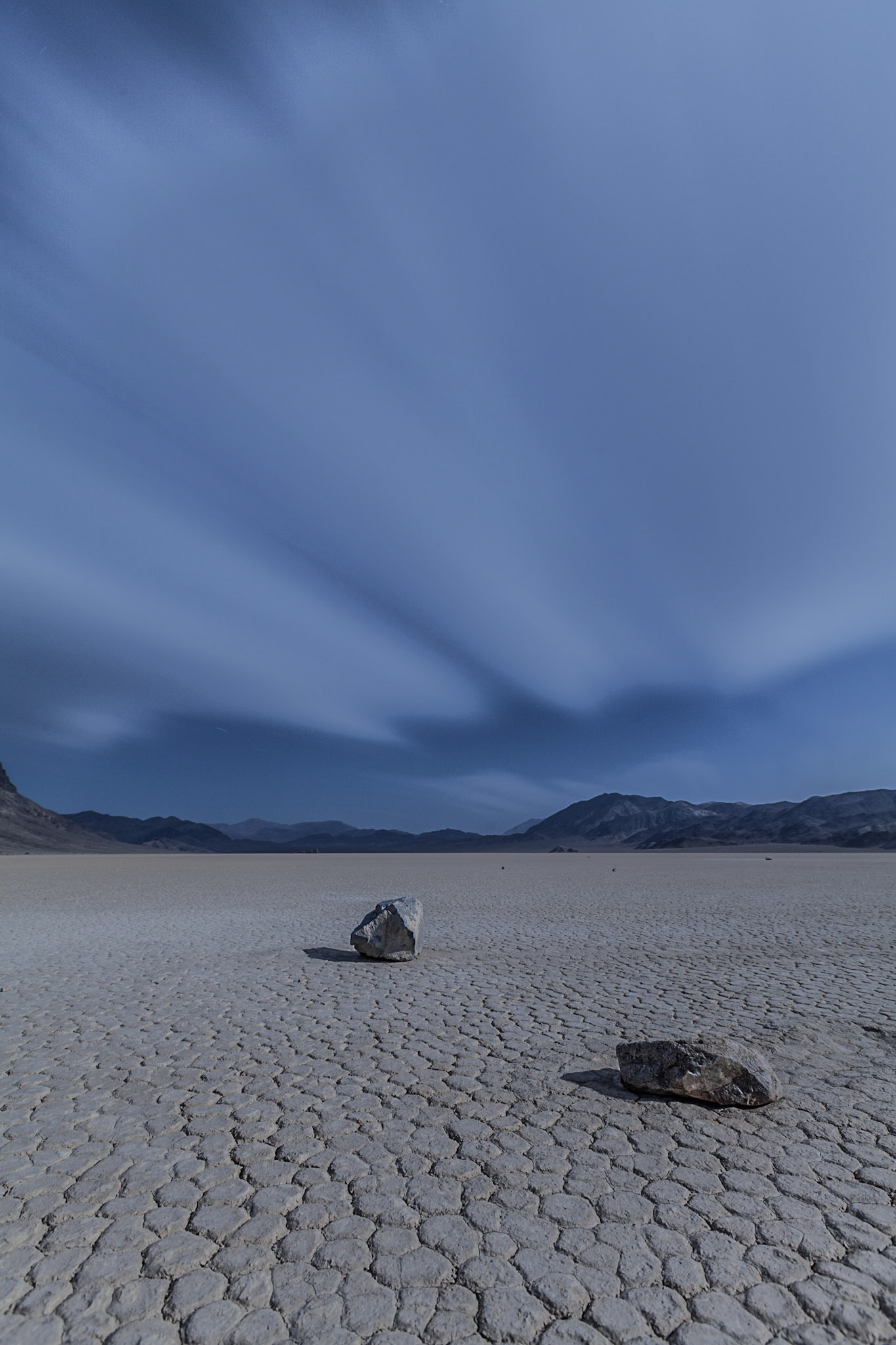 Racetrack with Moving Rocks at night