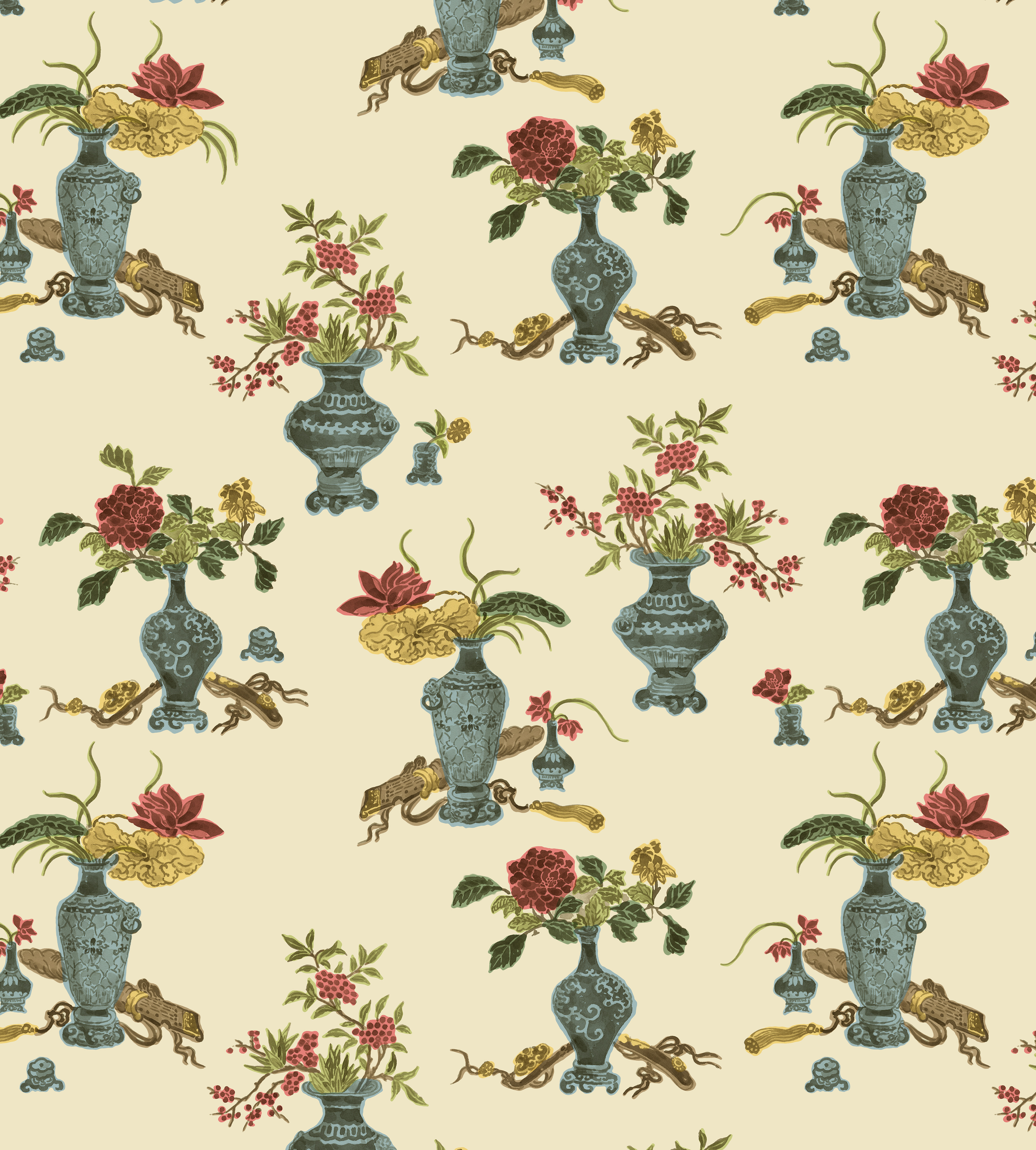 Asian Floral Vases_Colorblocked