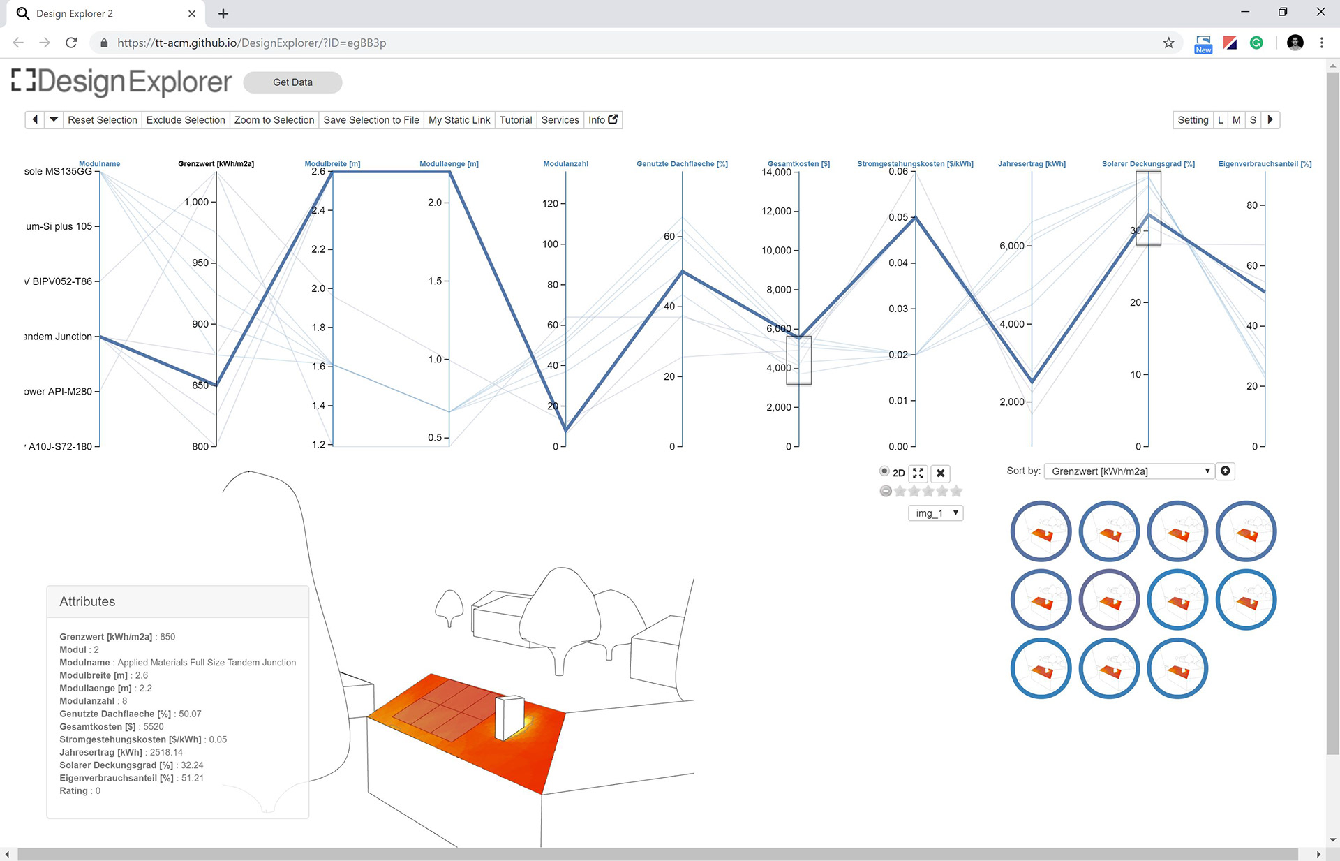 Design Explorer - Auswahl