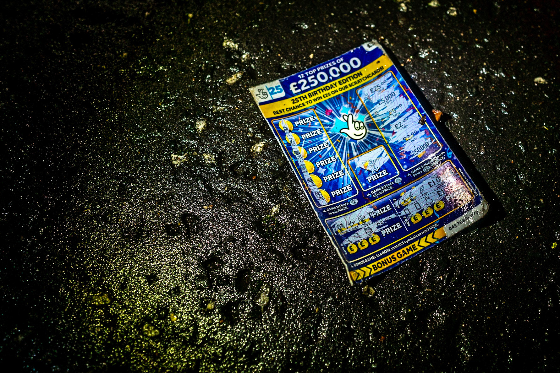 As we walked, we were talking about winning the lottery, even though we did not buy tickets. We laughed about the fact that we would have to find a lottery ticket first and then suddenly at our feet....