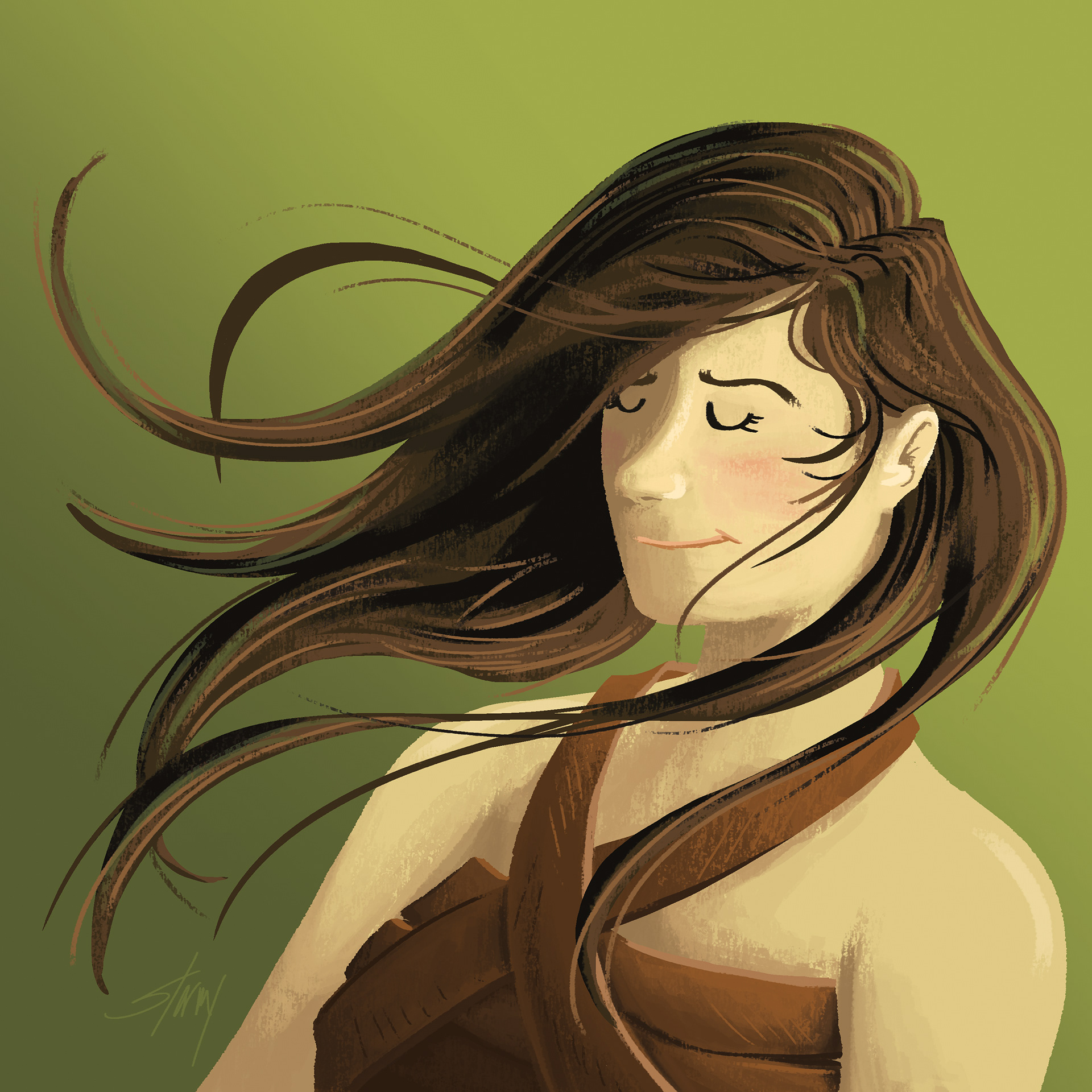 Stormistrations Illustration Design Inktober Flowing Hair