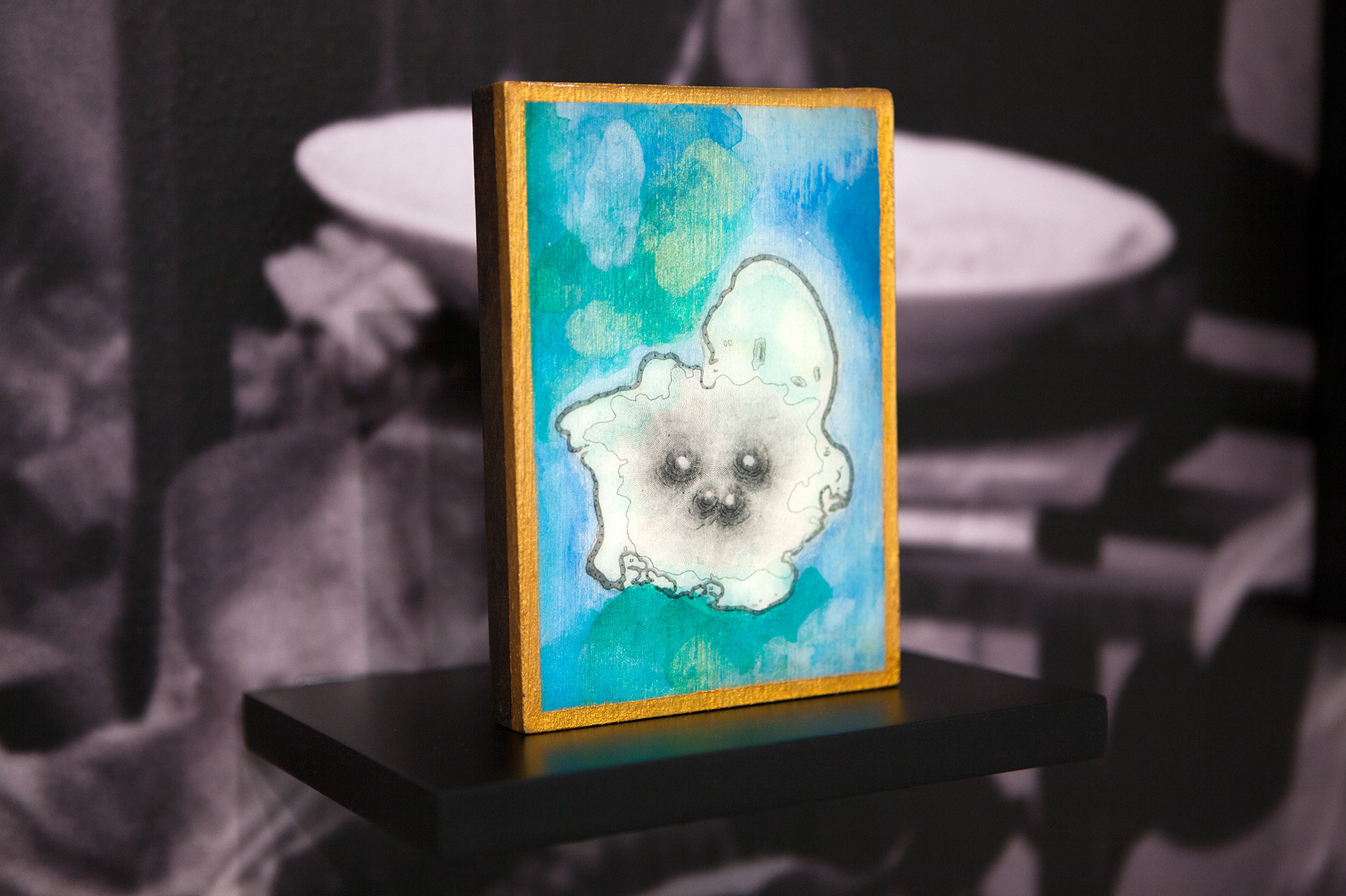 Fig. 7 , Acrylic and resin on wood, 2016