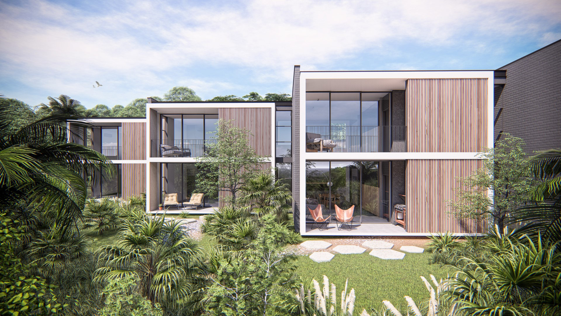 Modern apartment block homes in multi unit development