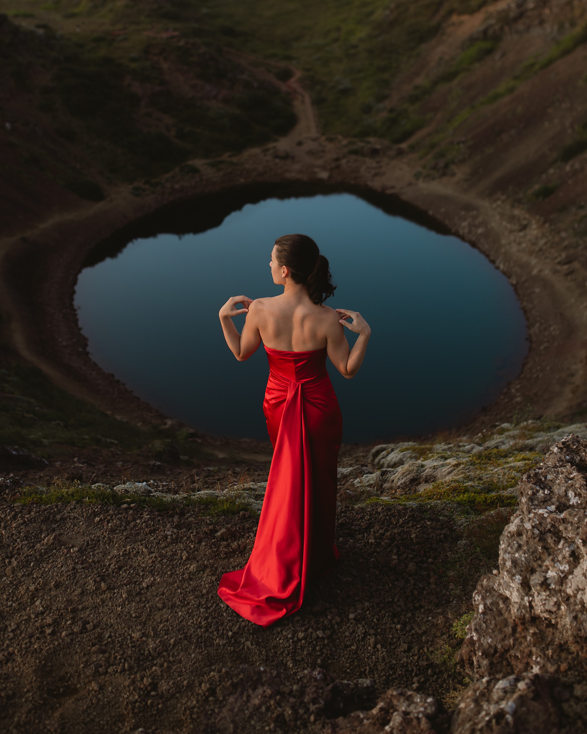 red satin gown, size 4