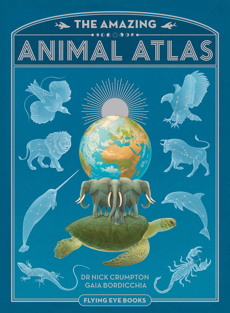 Book cover illustration for The Amazing Animal Atlas.