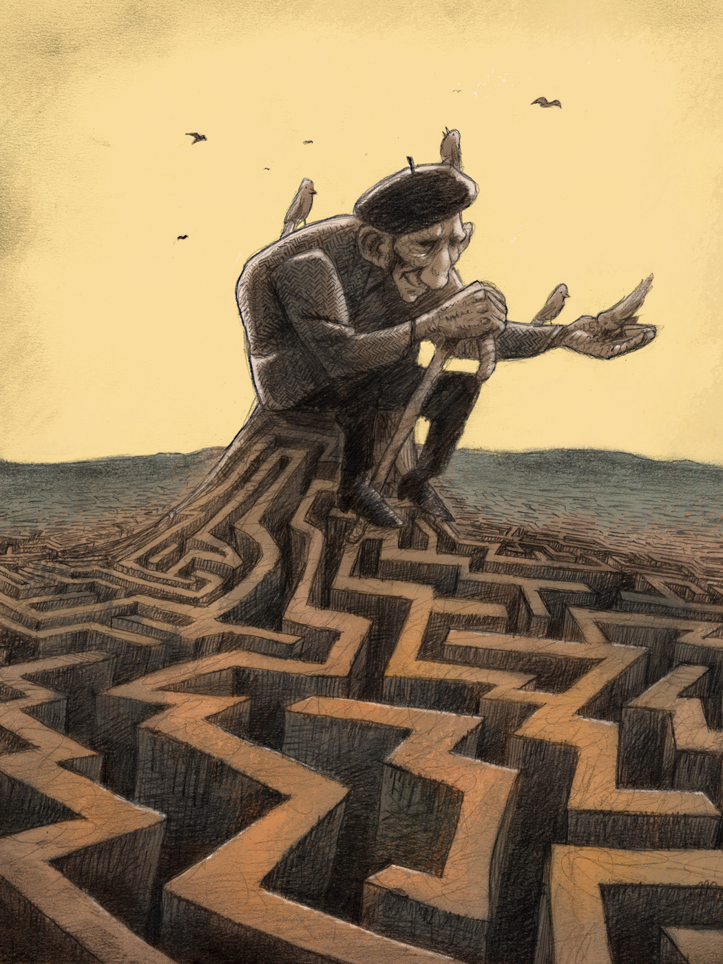 Miwer, Ordsprogsbog, Maze, labyrint, livet, Illustration, Miwer, tegning,
