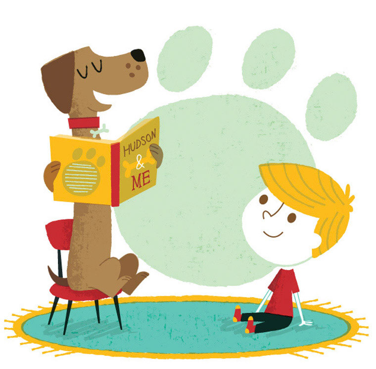 Hudson the Daschund visits local school children for storytime.