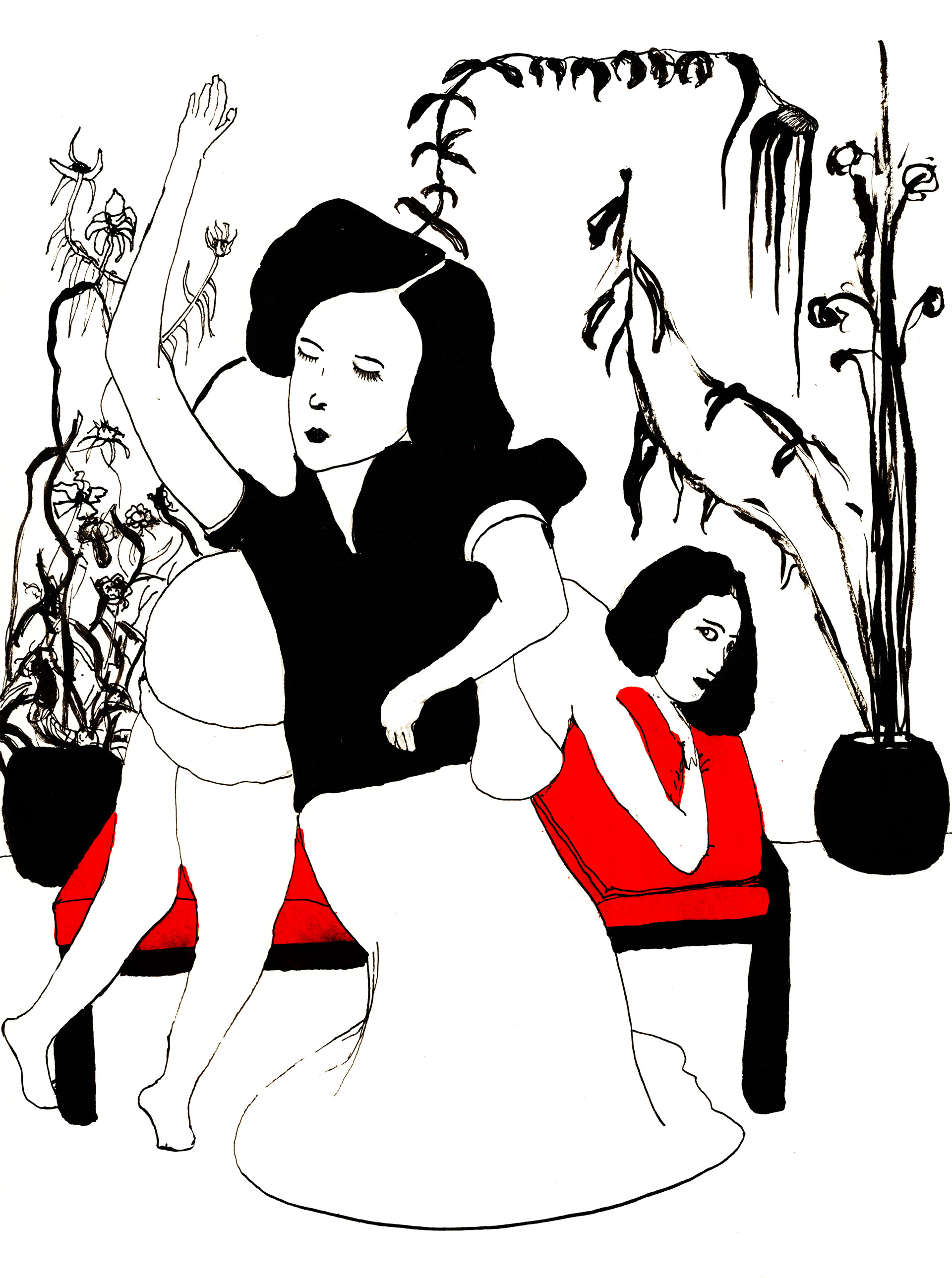 Spanking II, ink on paper