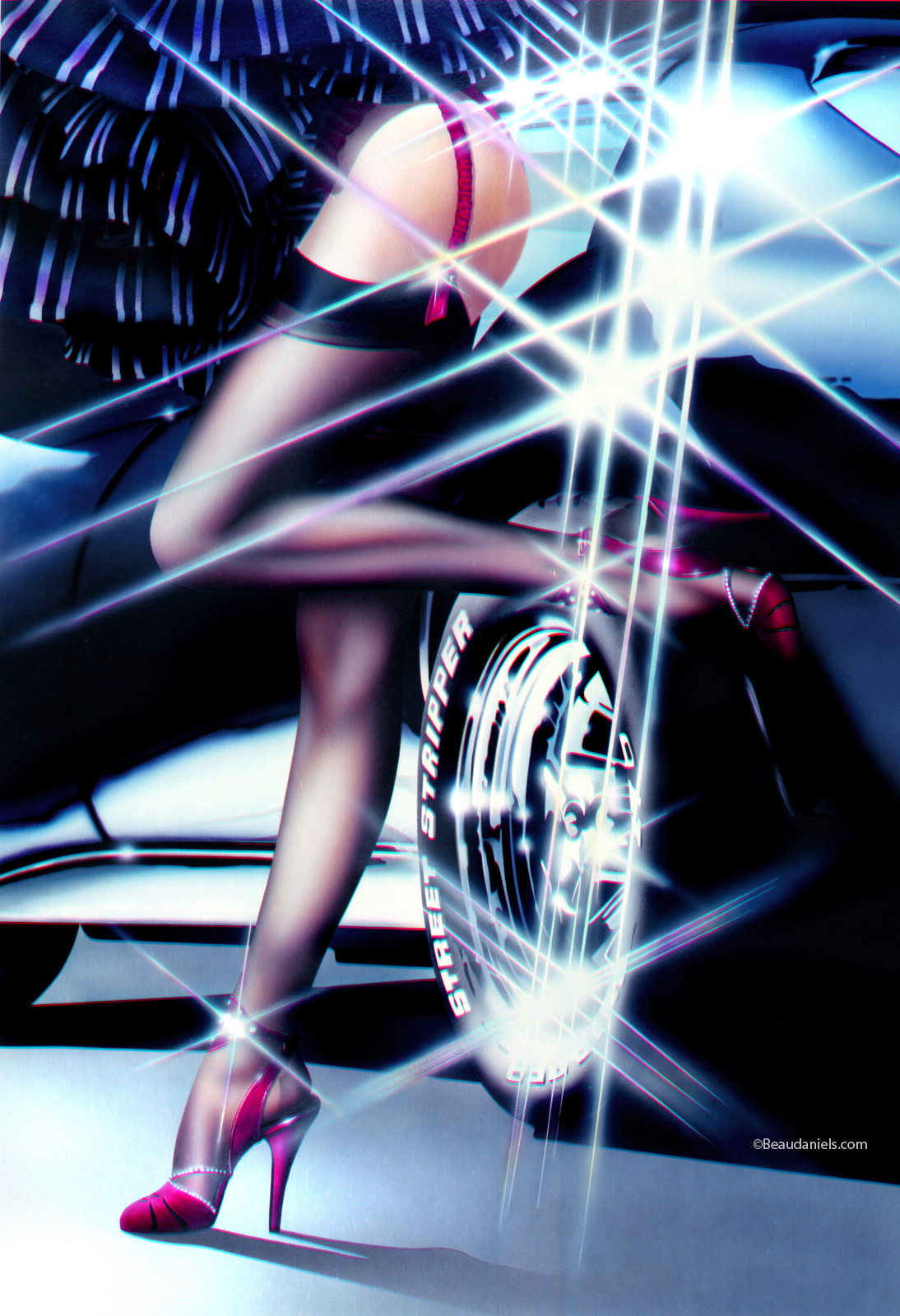 Street Striper airbrush painting on board. 