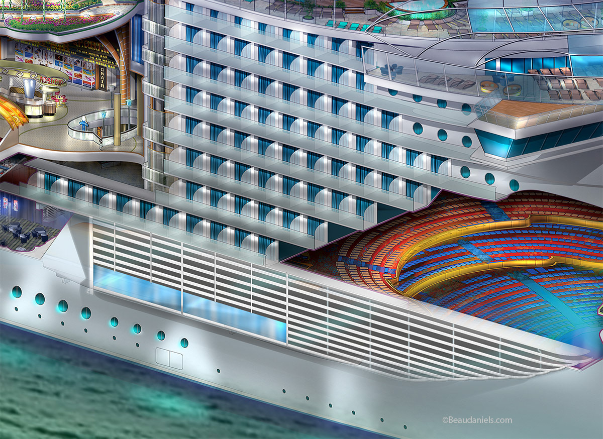 Harmony of the Seas, section cutaway.