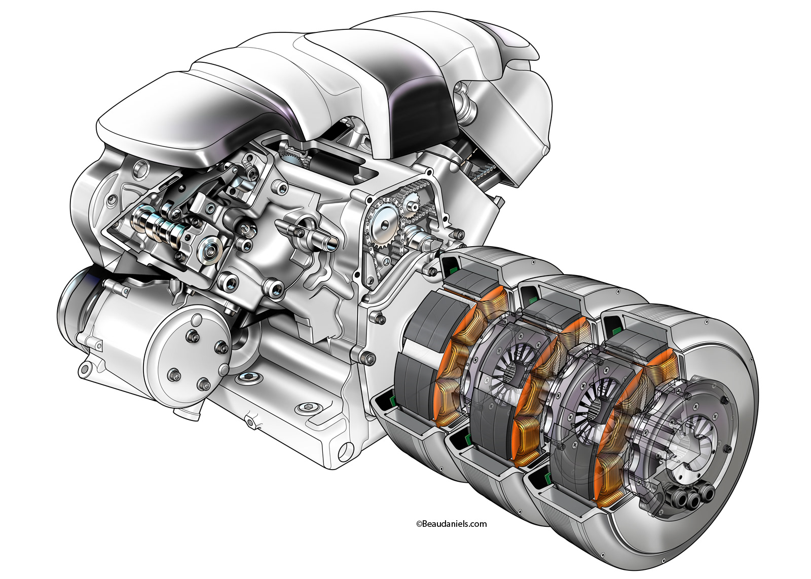 Двигатели с задним приводом. Гибридный силовой агрегат. КАМАЗ-740 v8 engine Cutaway. Электромотор Honda Civic Hybrid. Cutaway engine BMW M 30.