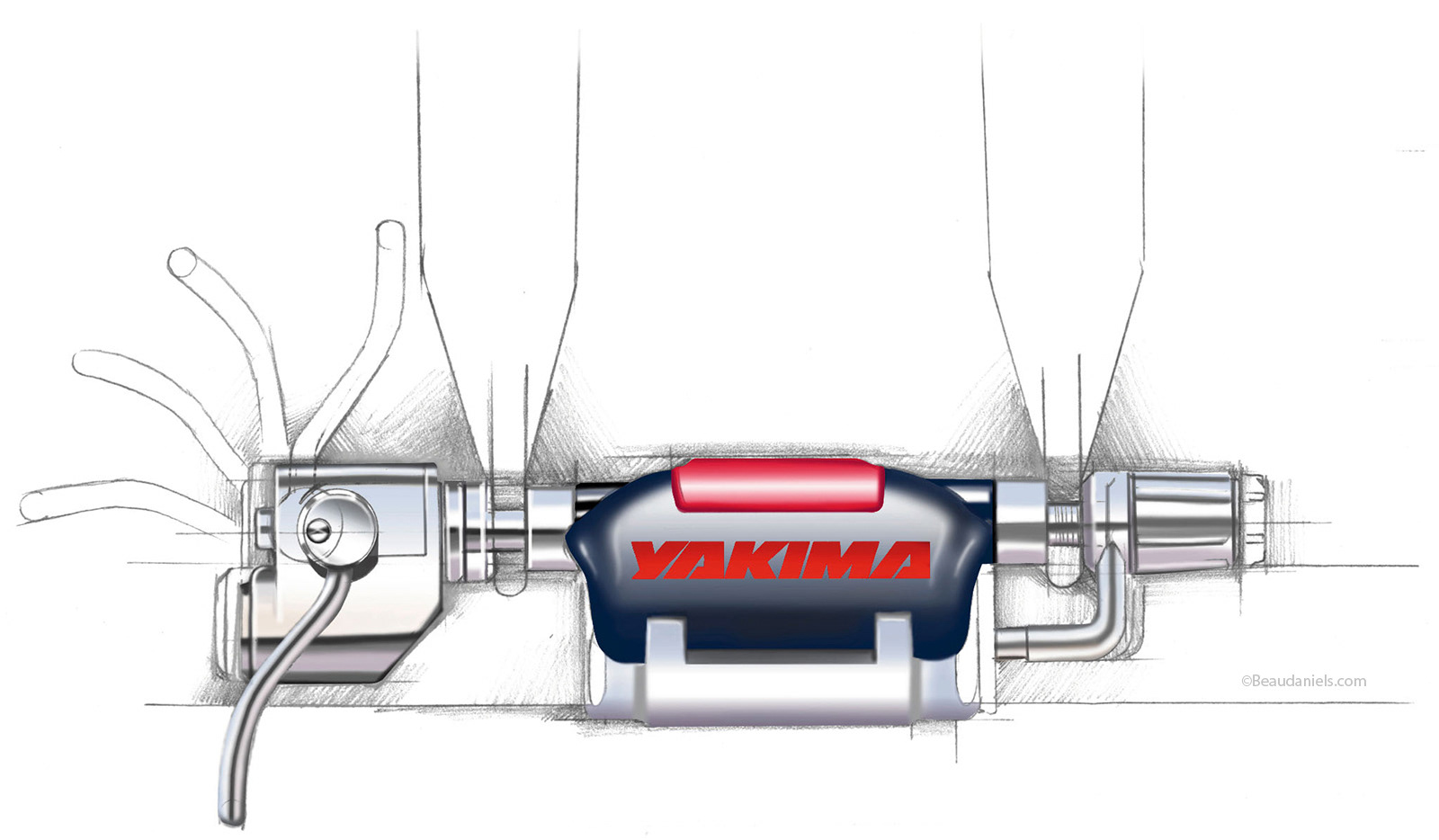 Yakima, "Steelhead" Bicycle front fork locking devise.