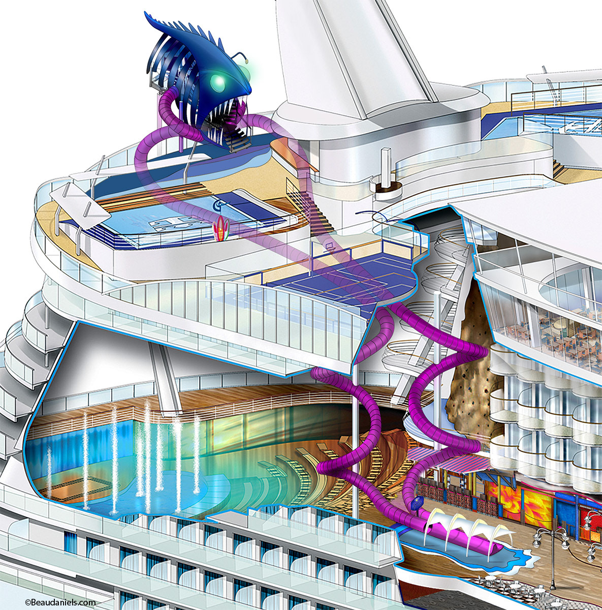 The Abyss, Ultimate Abyss 10 story slide the tallest slide at sea.