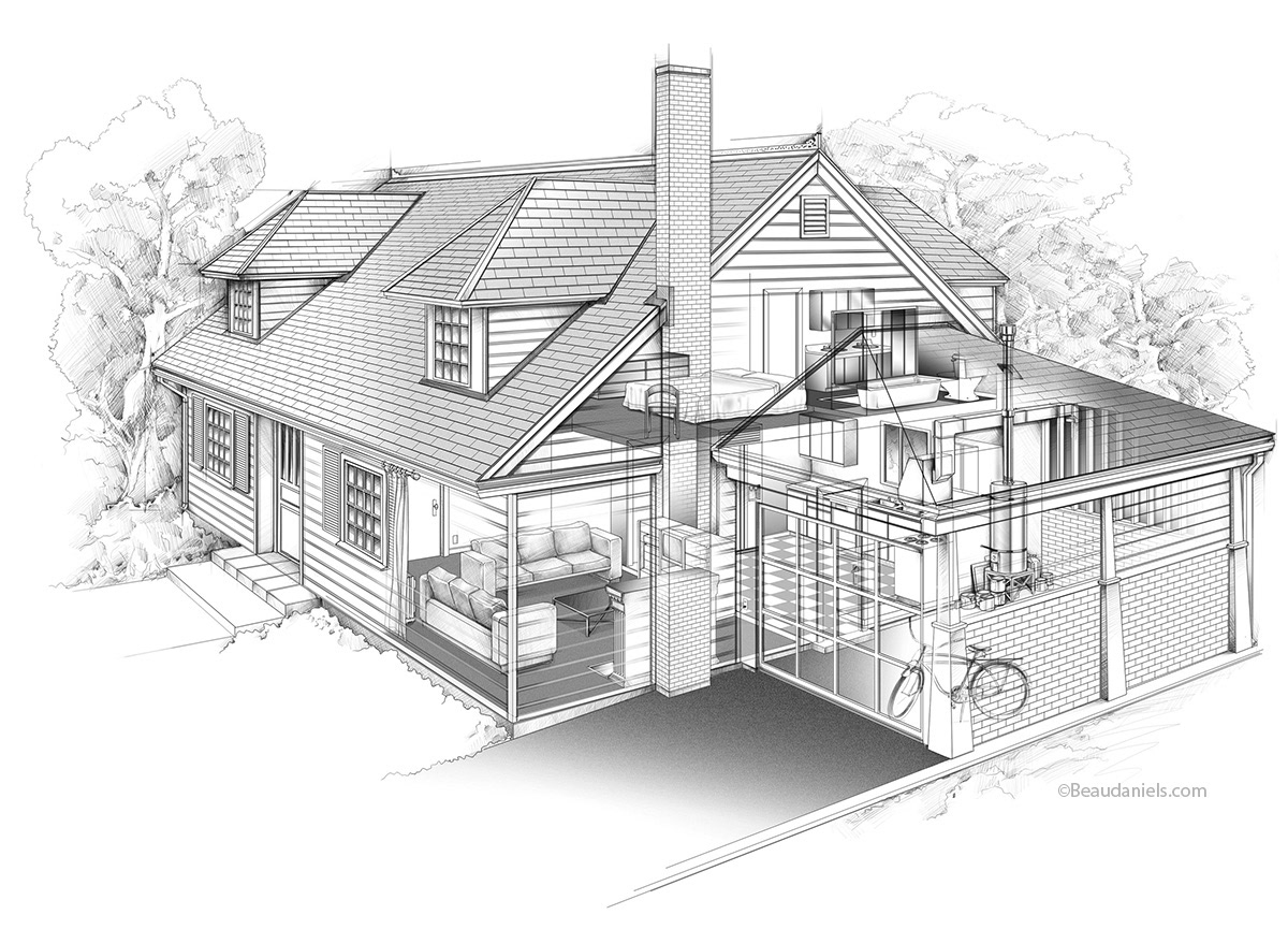 House as black and white.