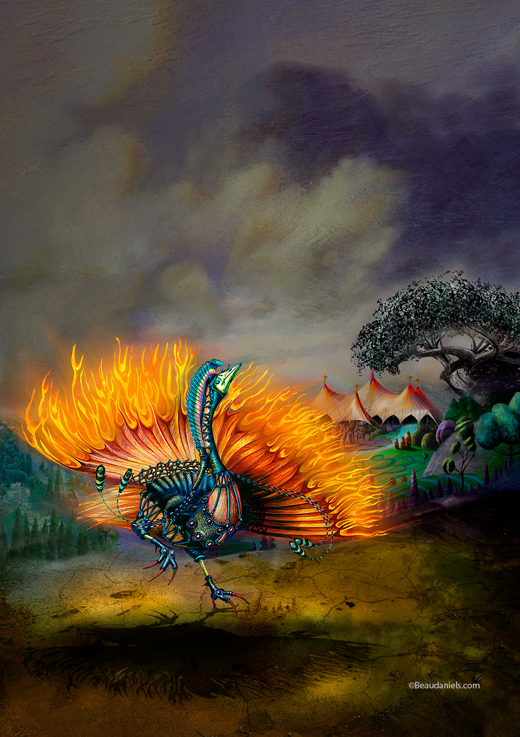 Phoenix rising from the flames