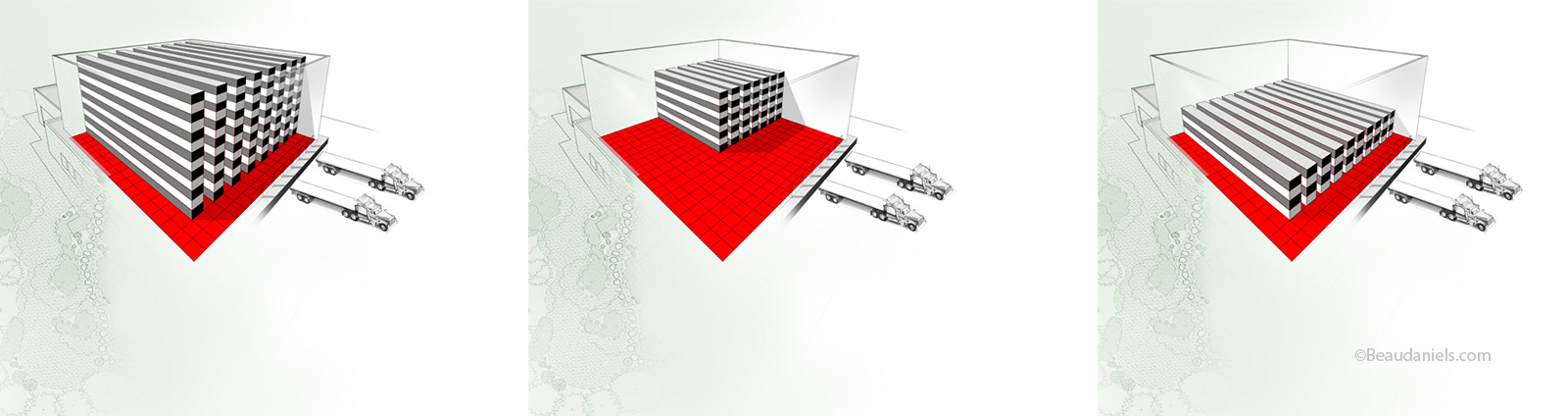 Changes in the density of racks.