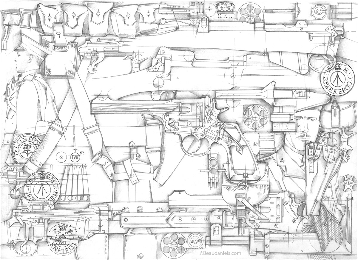 Original drawing for the Revolver, Webley Mk V1 .455