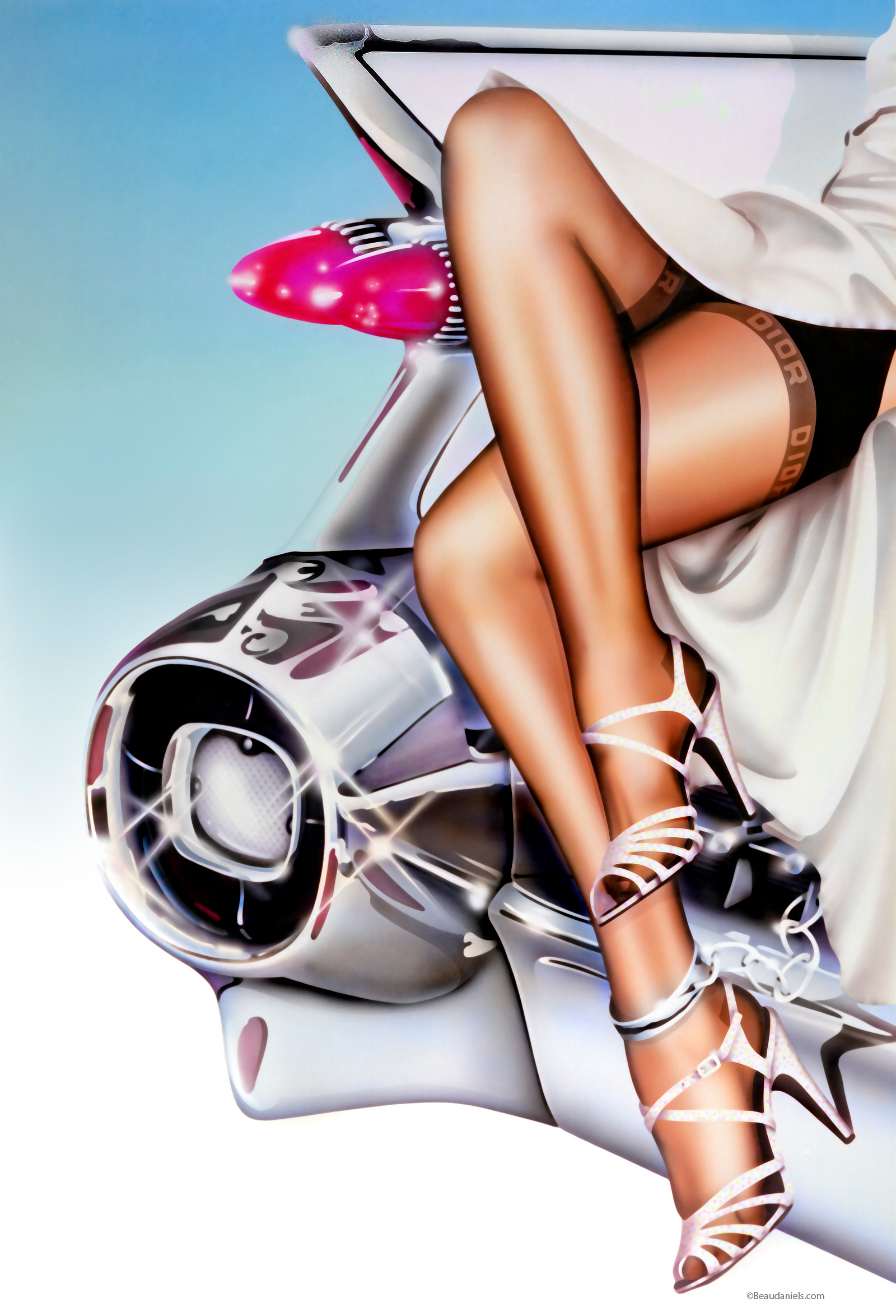 Dior Chained, airbrush painting on board , airbrush painting on board. 
