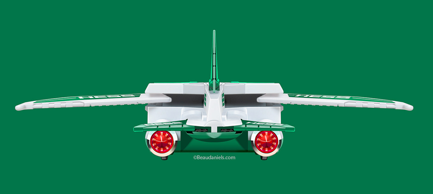 Hess packaging illustration. Rear illustration of the jet plane