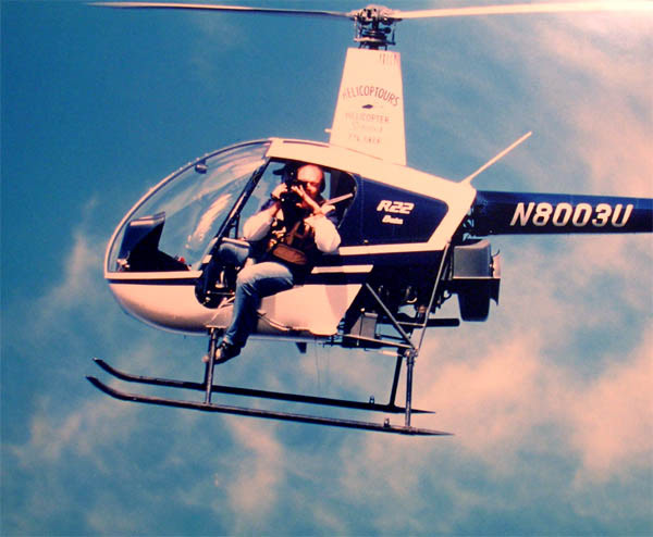Jon Dize/DIZEMAN videotaping Sundancer Bass Boats commercial (Helicopter is banking at an 80 degree angle)