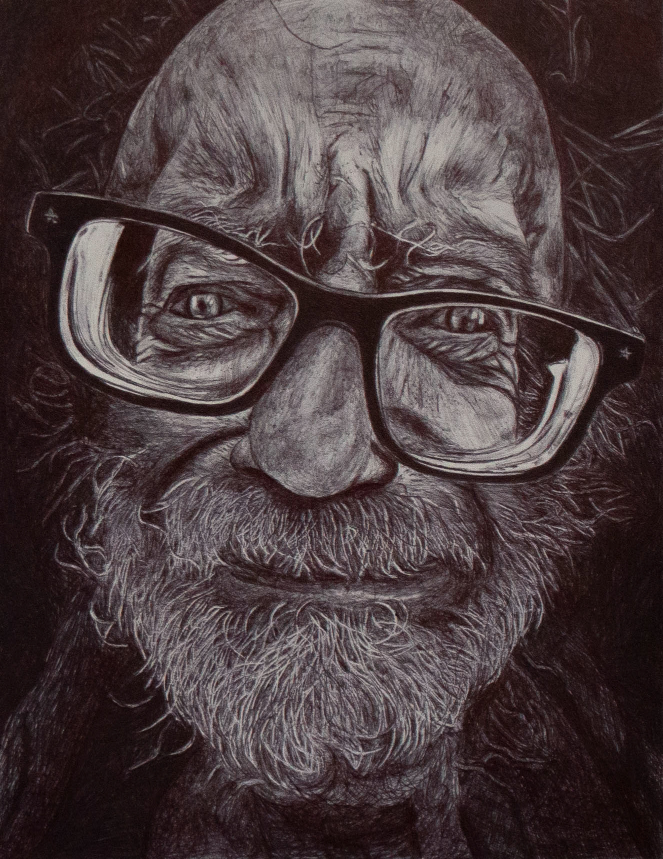 reference photo by Lee Jeffries / Drawing I / freshman year Fall 2019 / Ballpoint Pen