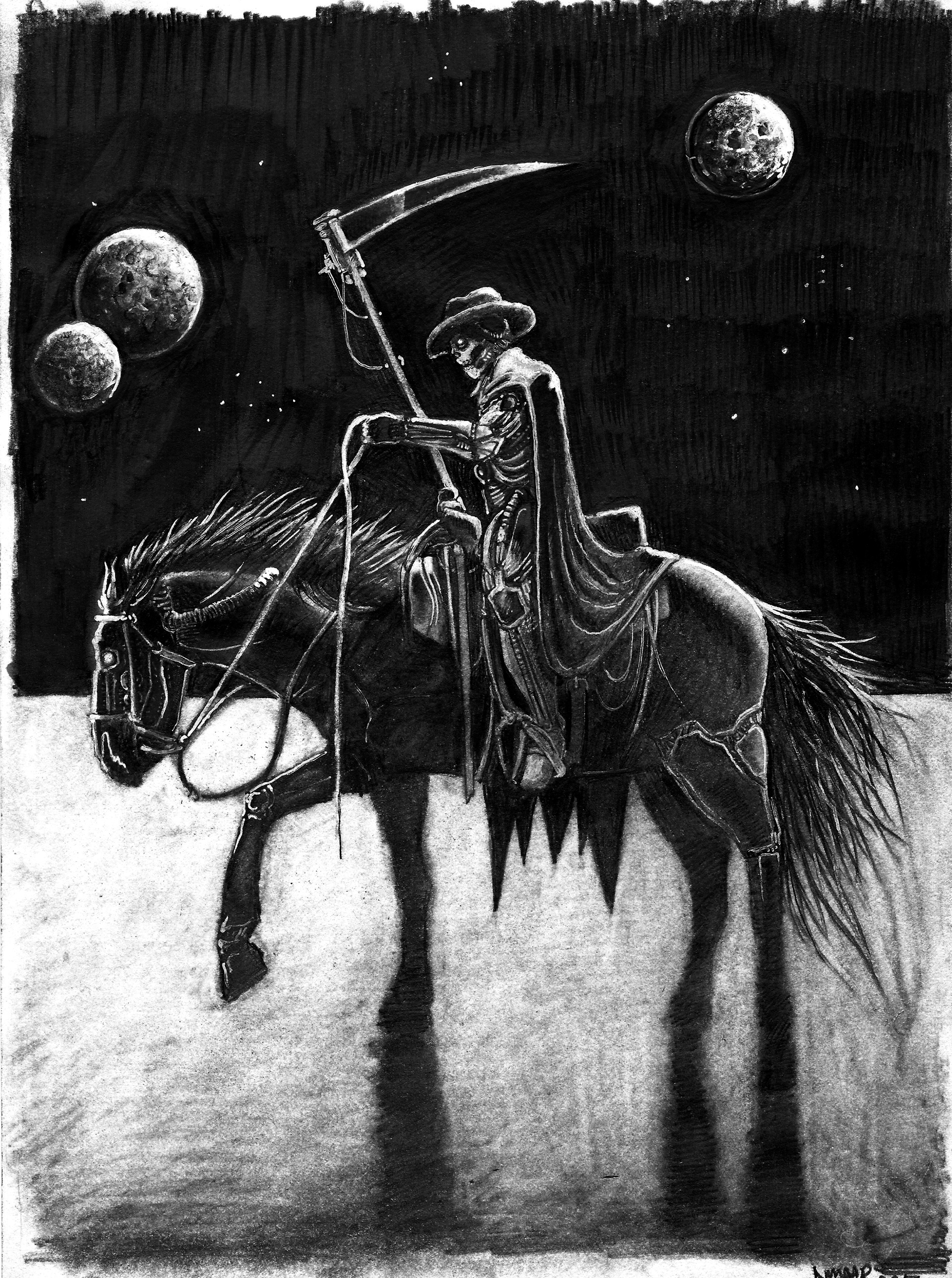 Pencil & white ink on paper