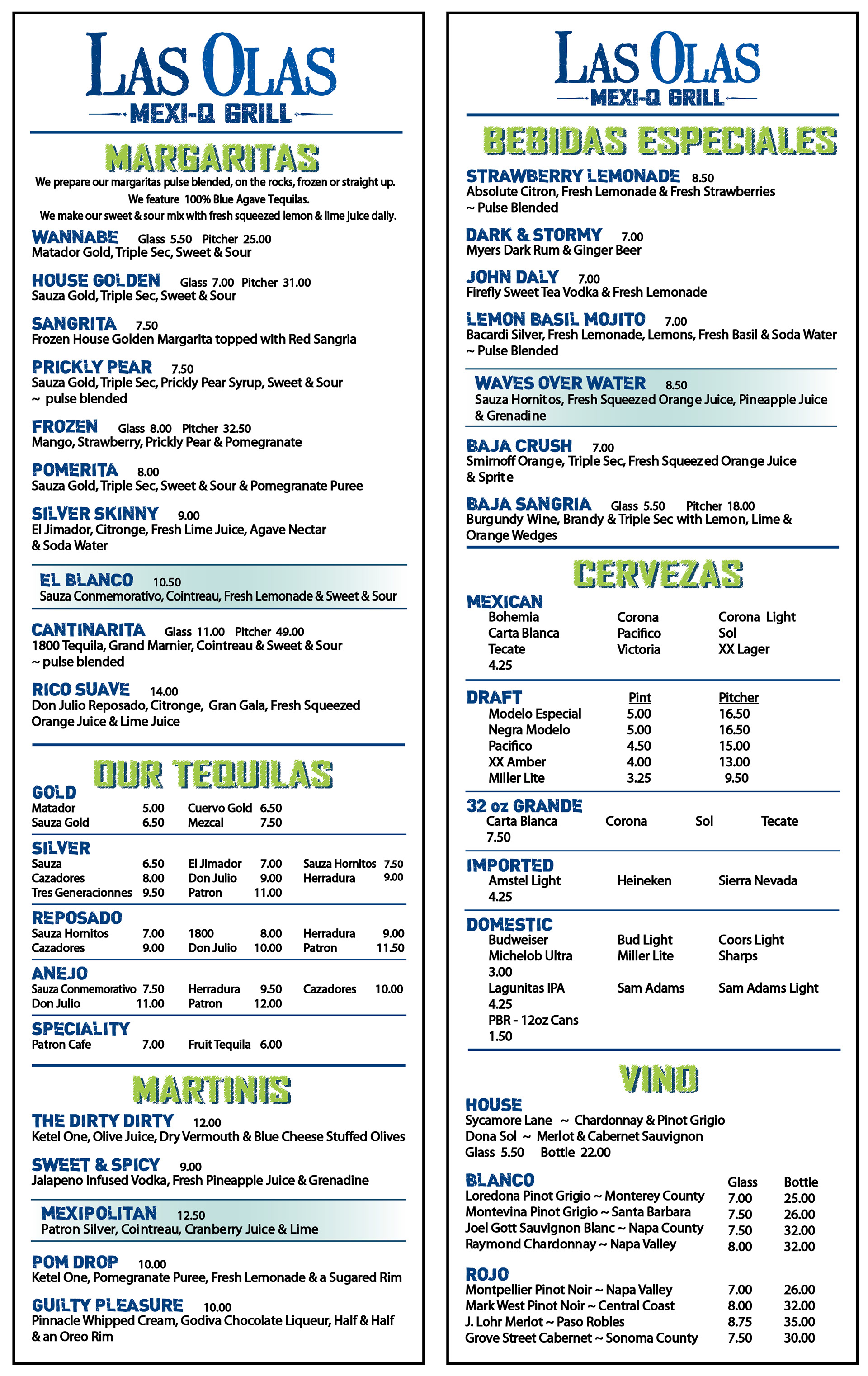 Mica Joy Las Olas Menus April 2012