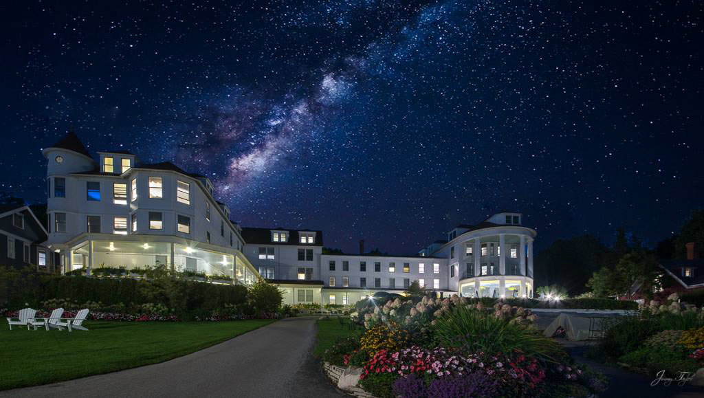 Mackinac Island at Night - Island House Hotel on Main Street