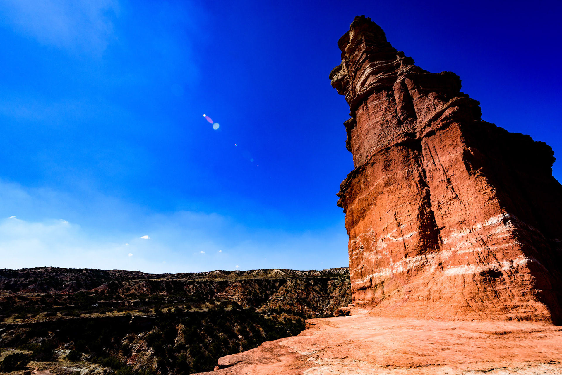 A view of the lighthouse formation in Palo Duro Canyon.