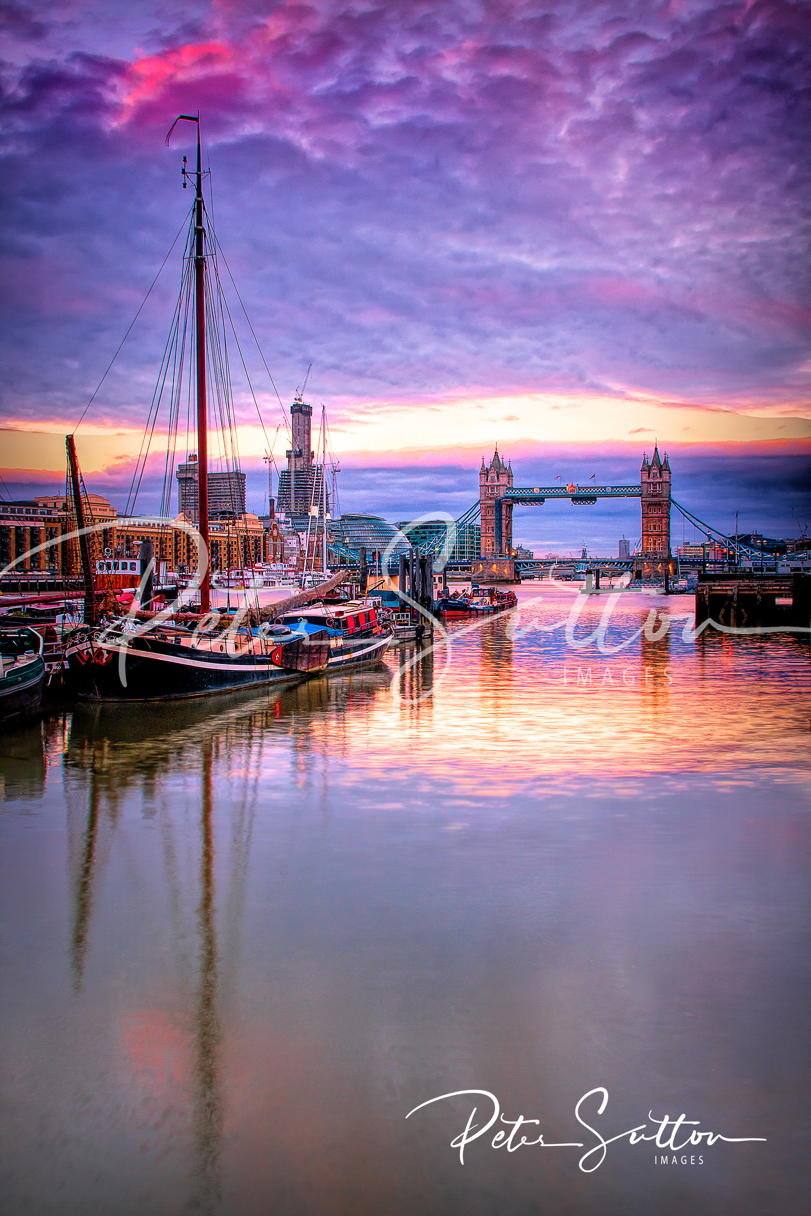 Thames Barges And Tower Bridge