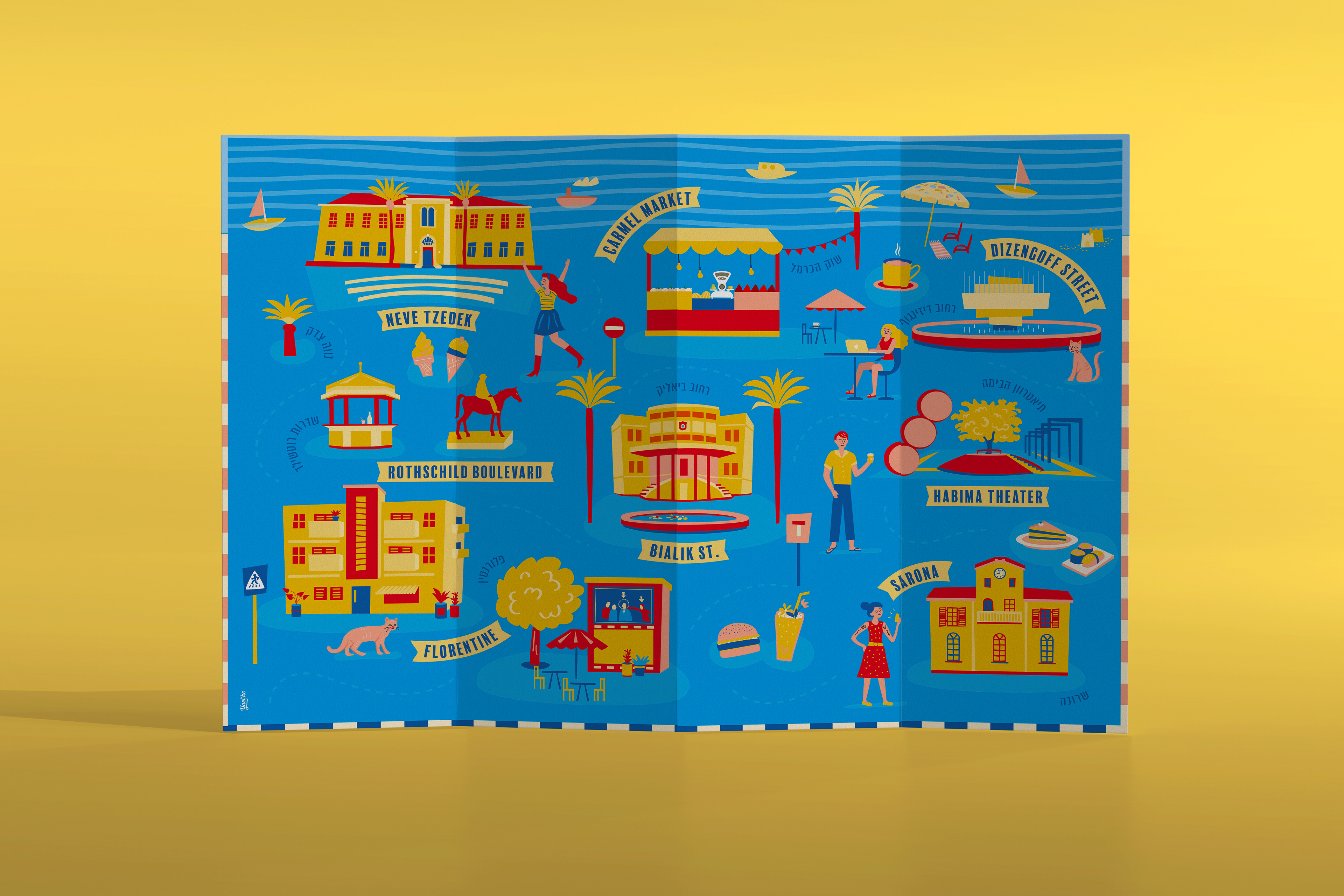 illustrated map of Tel Aviv