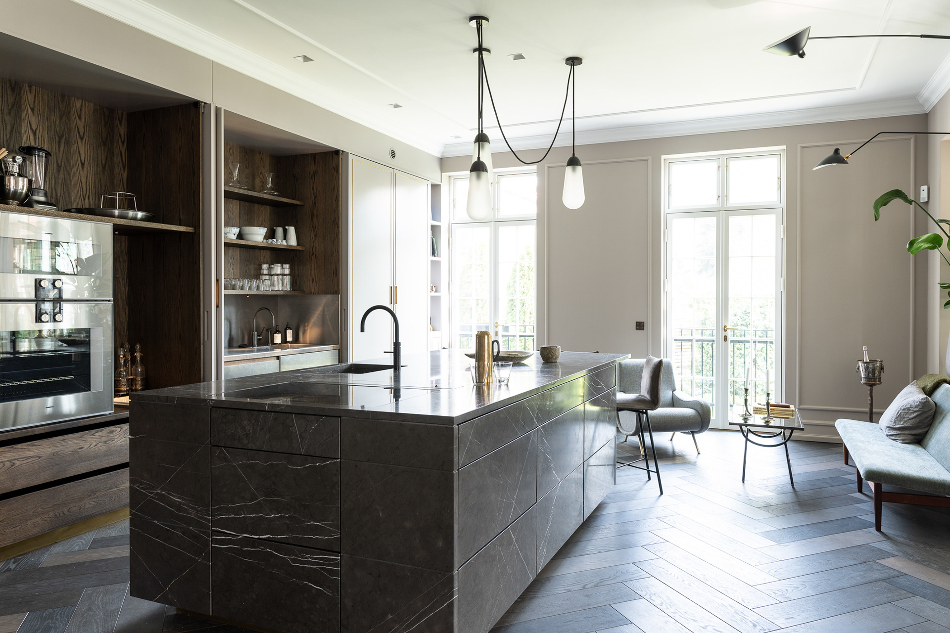 Kitchen - Suite 07, renovated villa in Copenhagen, Denmark. Photographer Martin Kaufmann