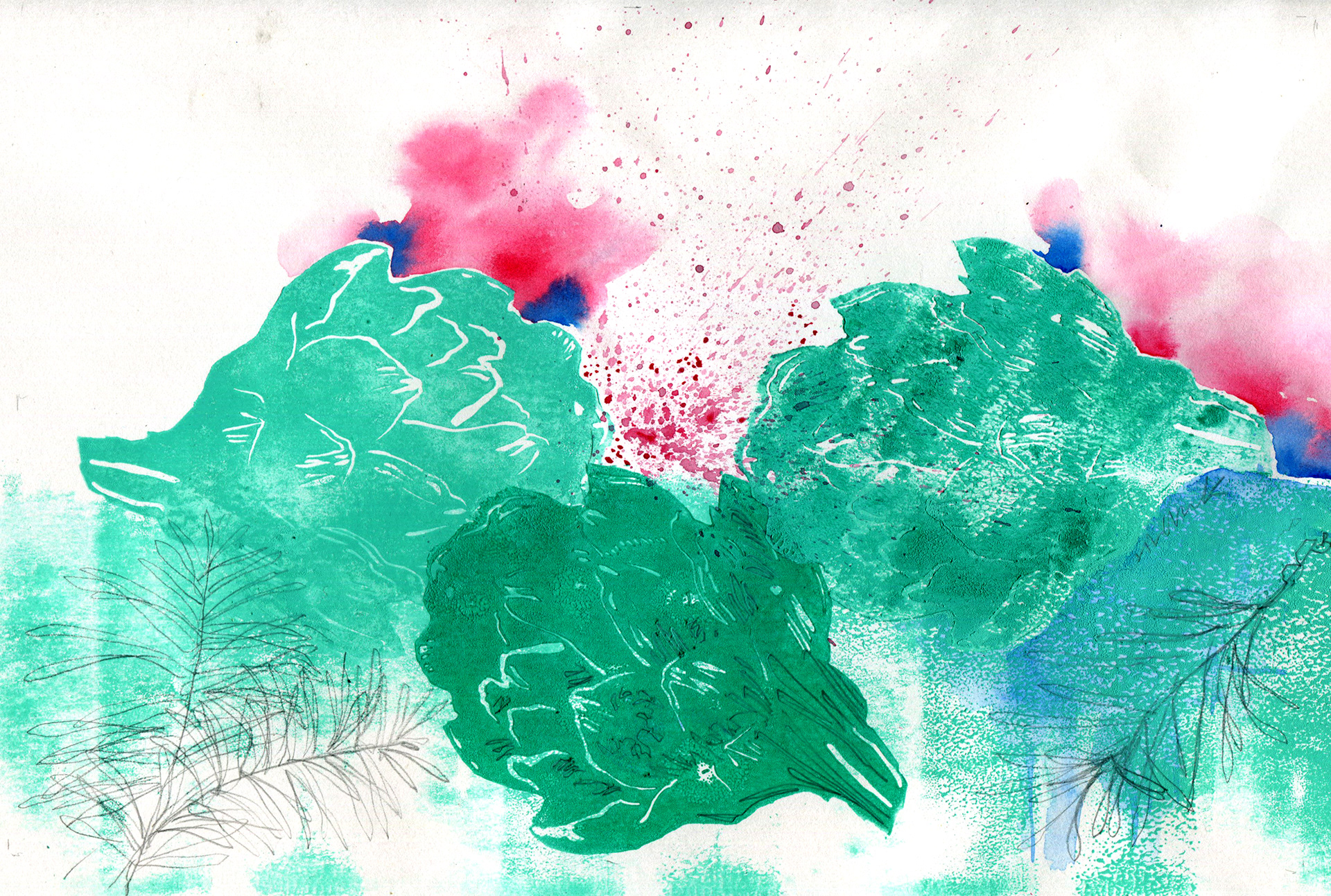 Artichoke watercolour painting illustration