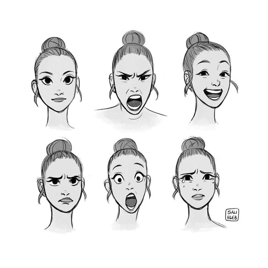 Sarah Lisa Hleb Illustration girl  facial  expressions 