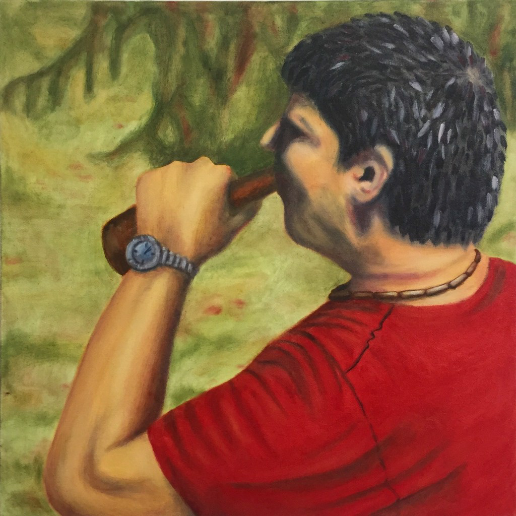 “The Sound Of A Beer Bottle In the Suburbs” 20″x20″, Oil on Canvas, 2018