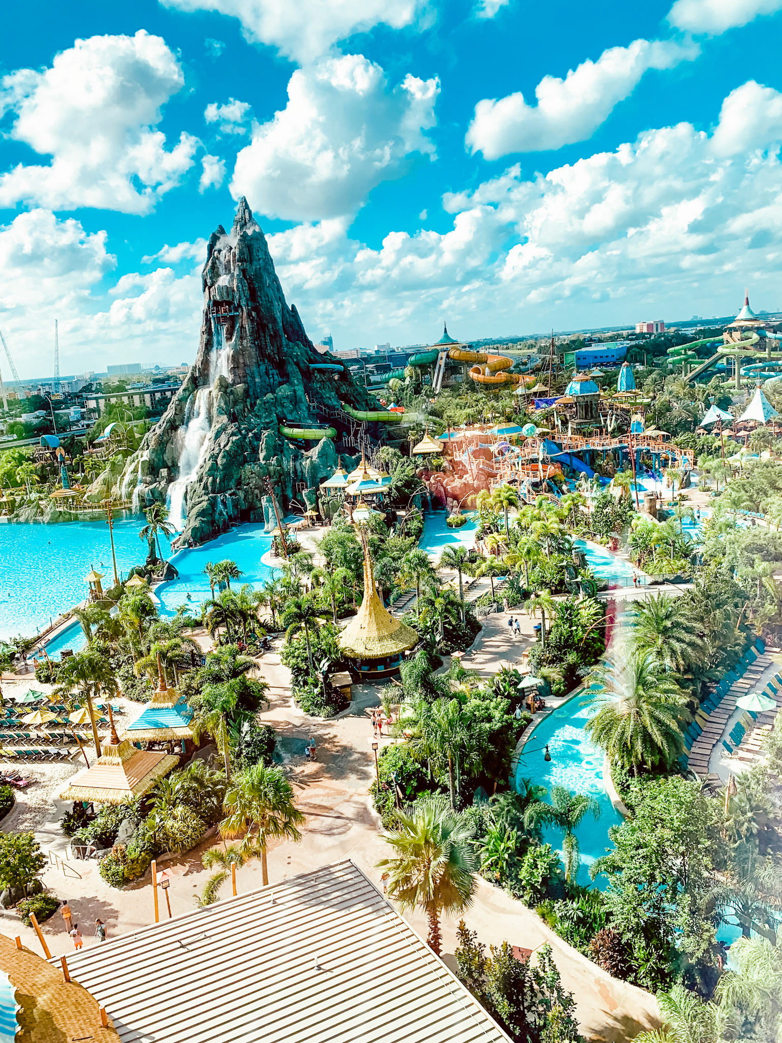 View from Cabana Bay Beach Resort rooms featuring Volcano Bay View.