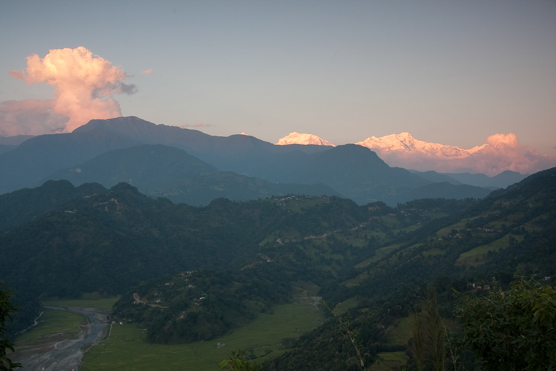 Peak 29 and Himalchuli at sunset