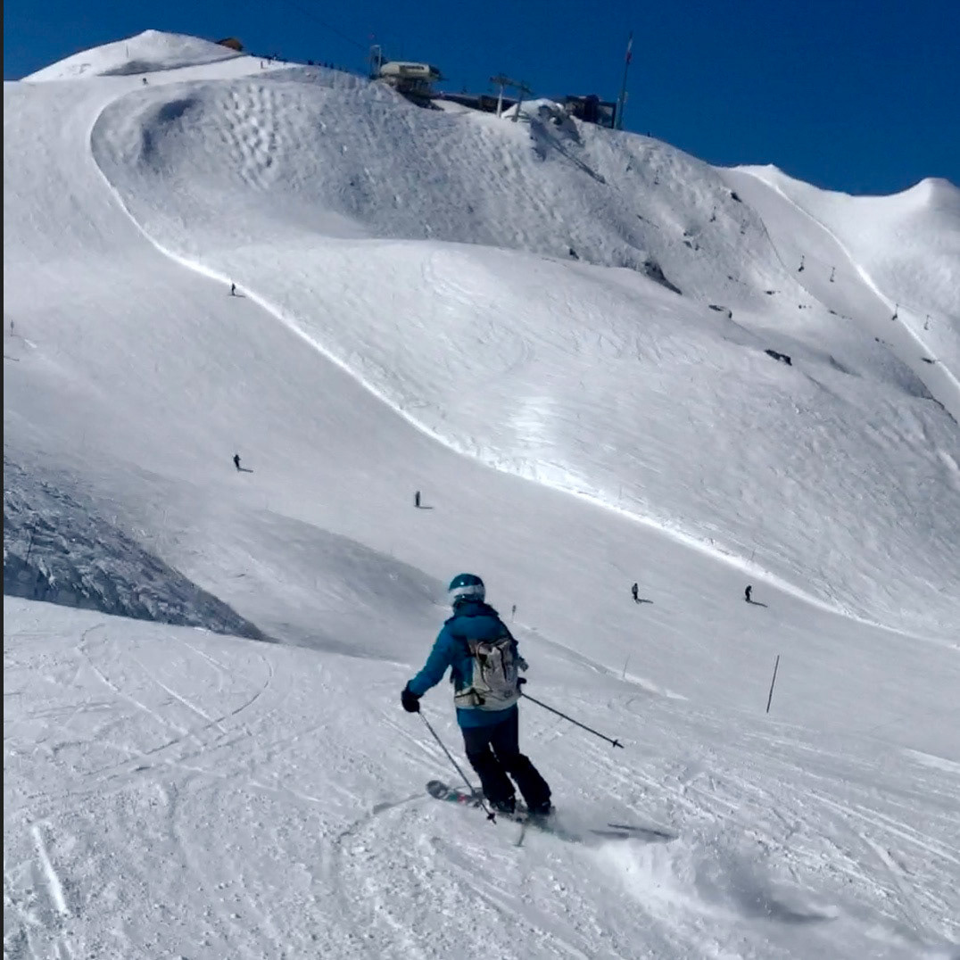 Sue skiing in Verbier