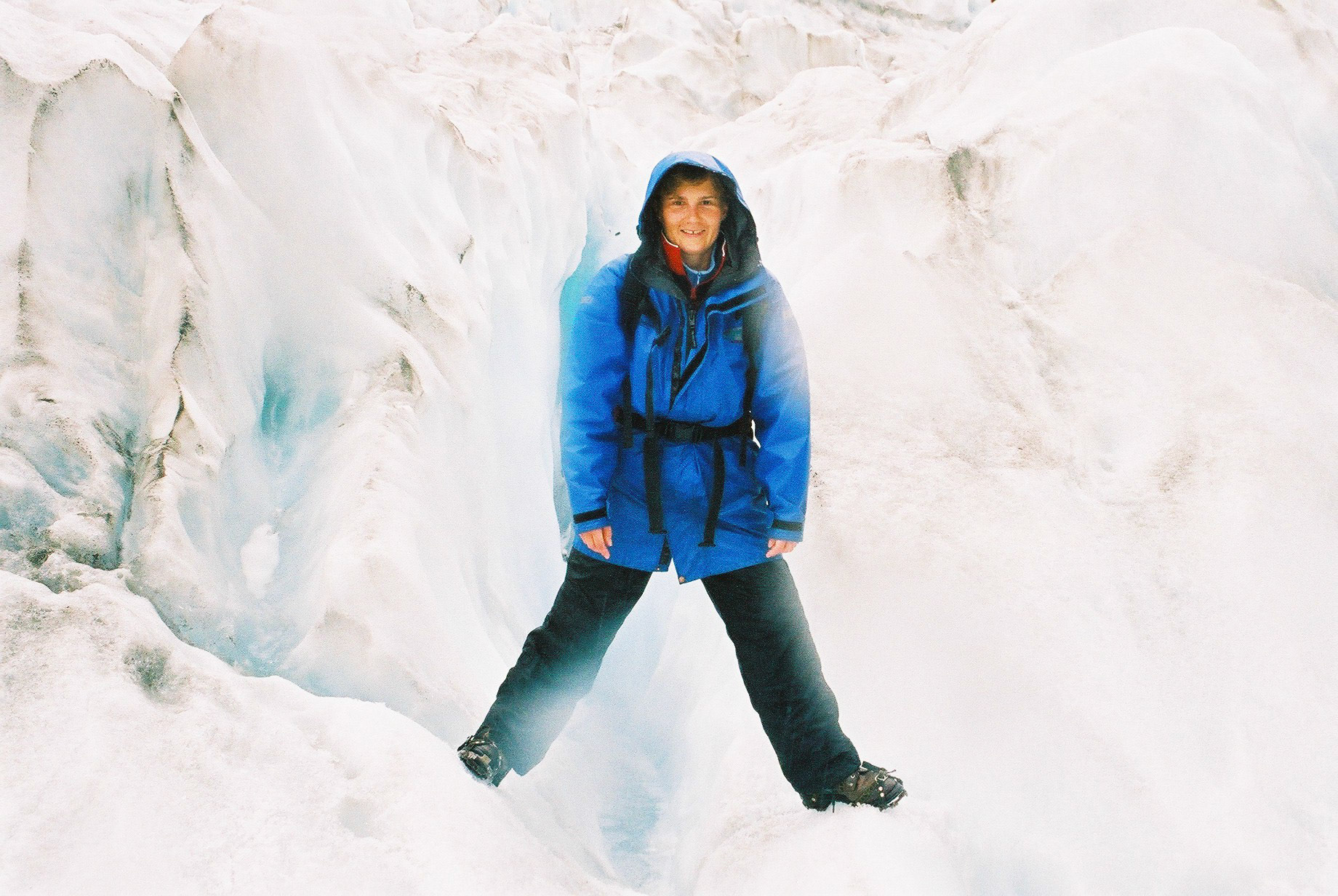 Sue walking on the glacier