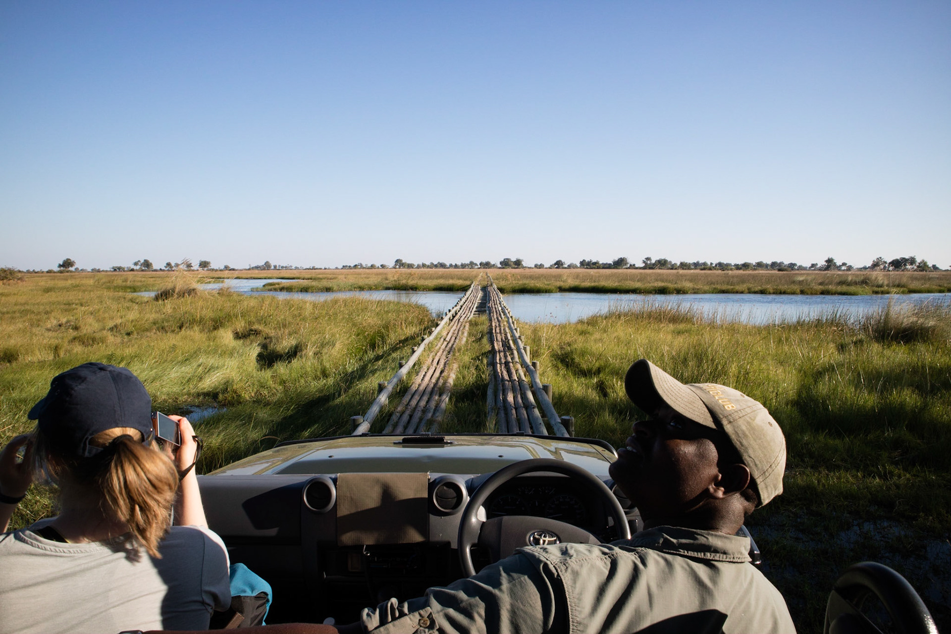 Crossing the bridge from Duba Expedition Camp
