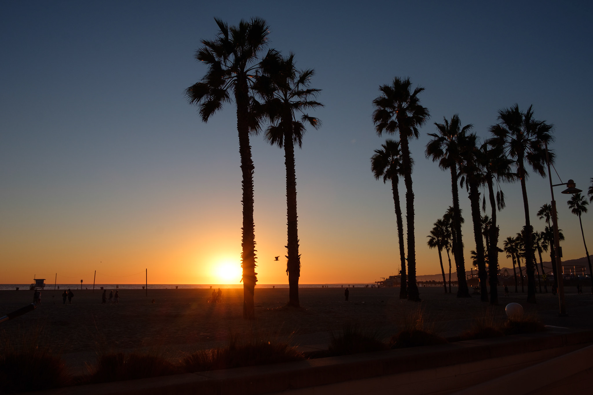 Sunset, Santa Monica beach