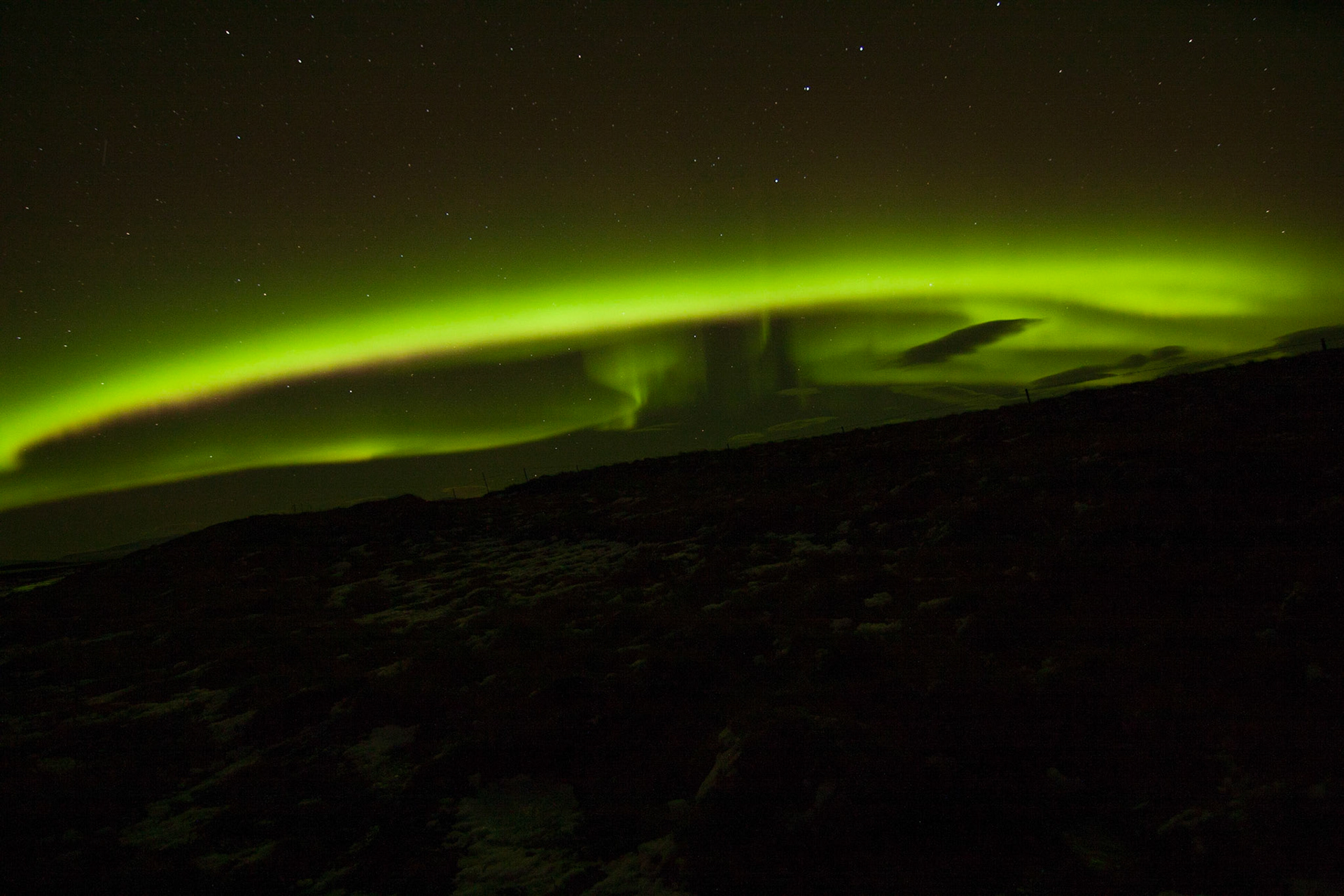 Northern lights from near Kaldarhofdi