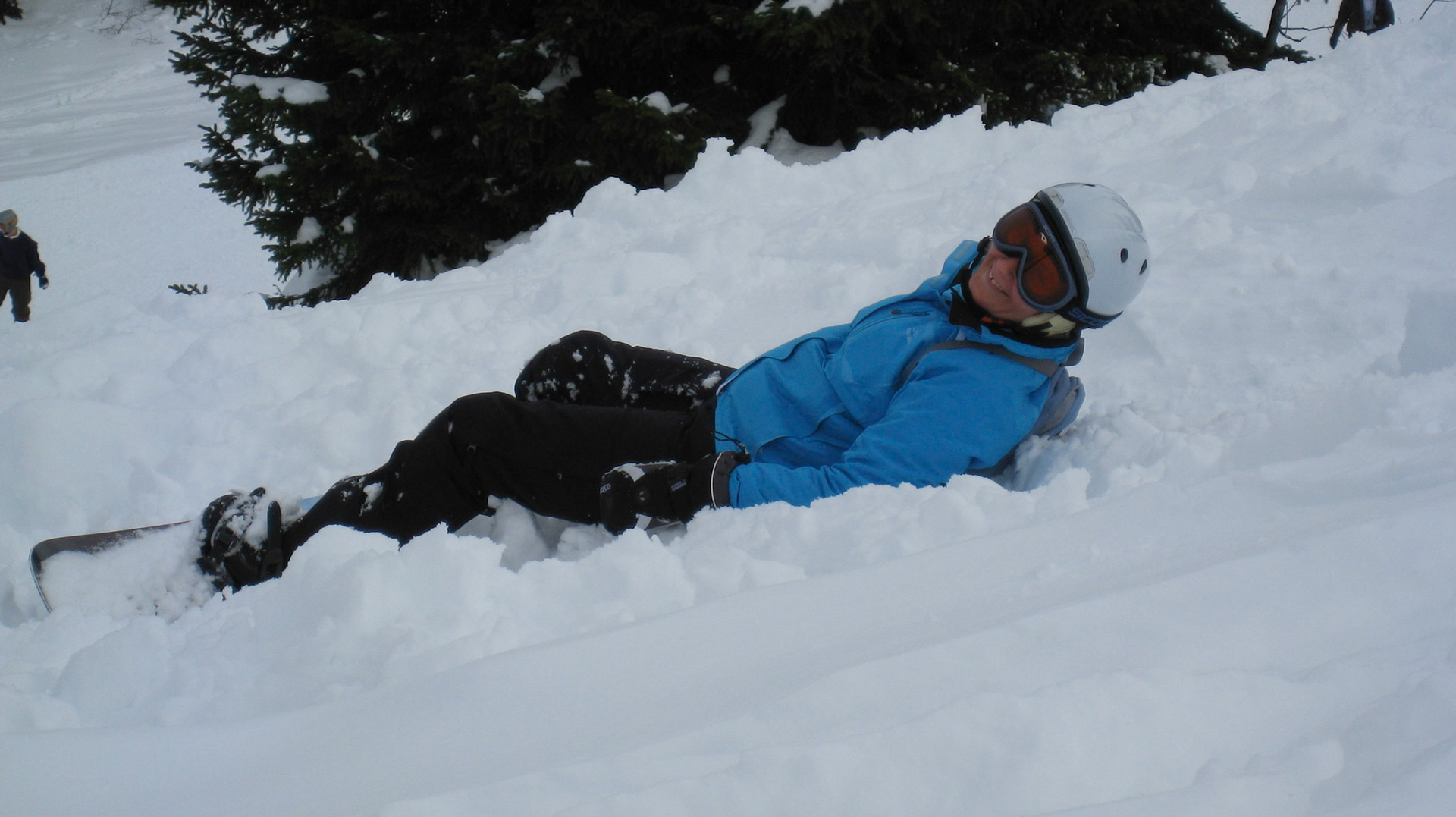 Sue having fun in powder