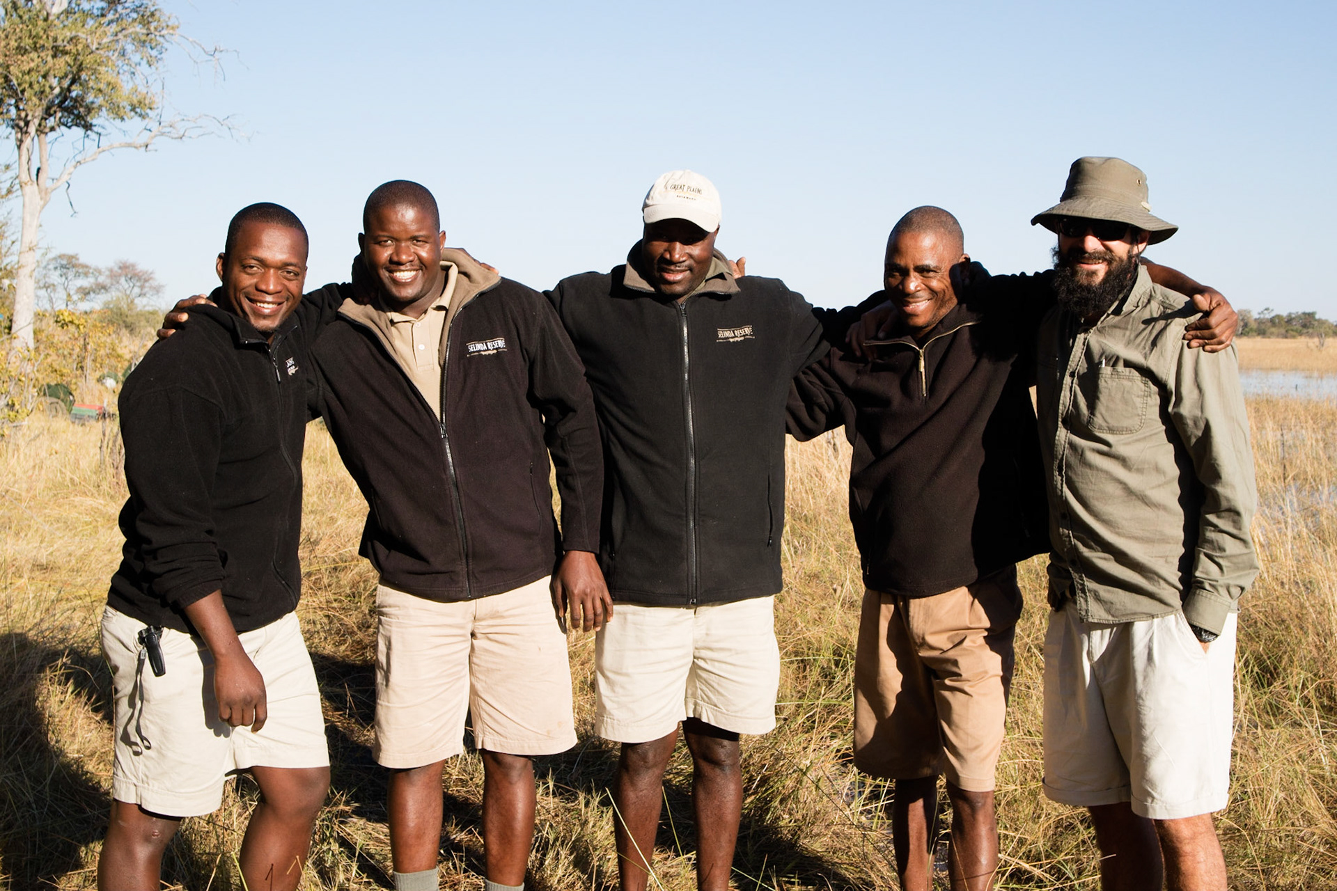 Simon with his team, Selinda Adventure Trail