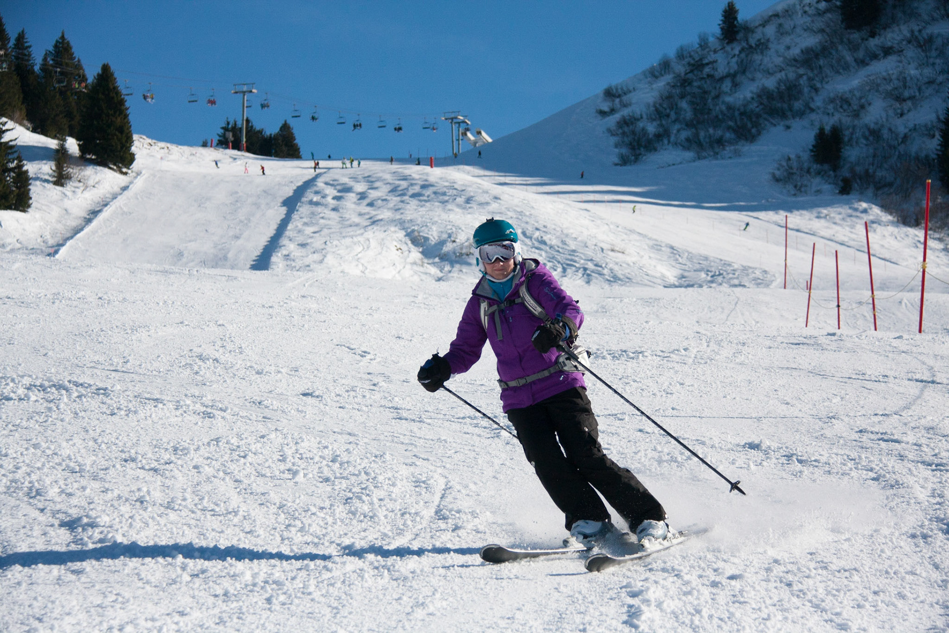 Sue skiing