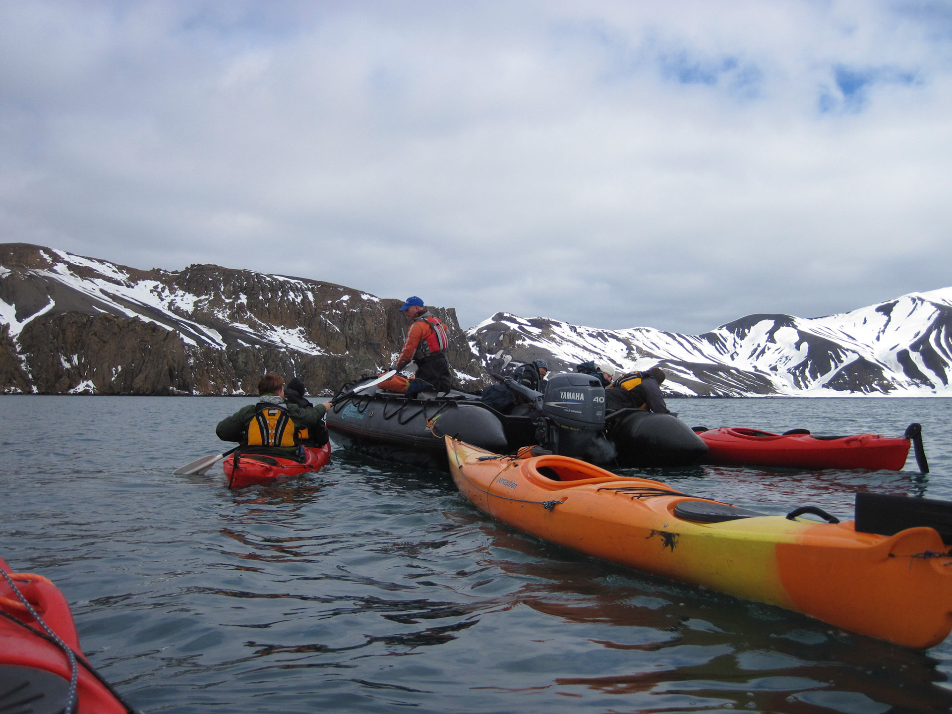 Returning to a zodiac after kayaking